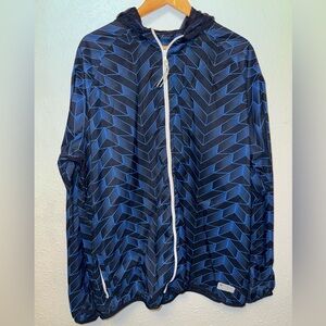 Adidas Men’s Blue Geometric Windbreaker Jacket - XL